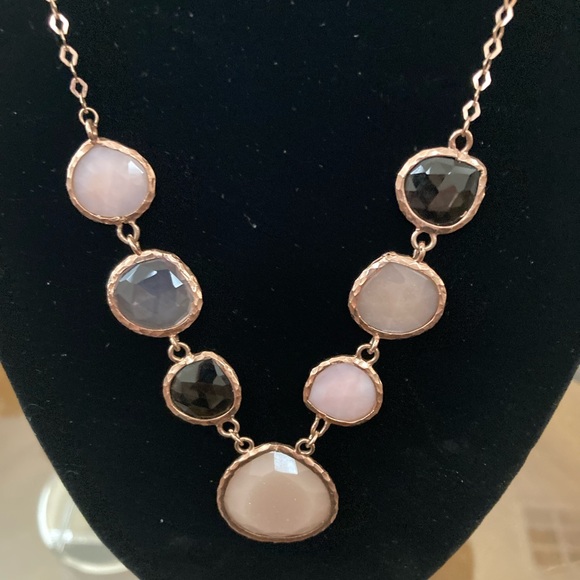 Pre-Loved Rose Gold Tone Faceted Pink/Purple Stone Necklace - Picture 2 of 3